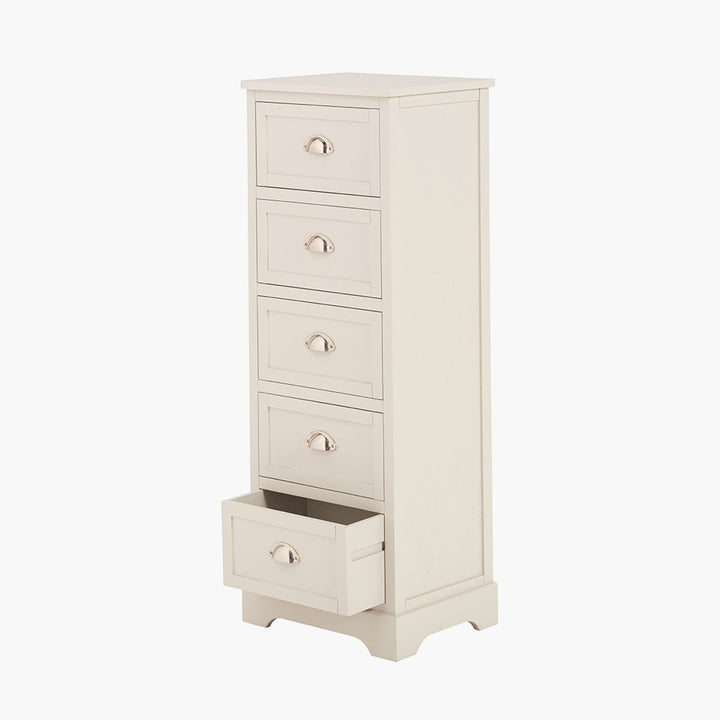 Croft Linen Pine Wood 5 Drawer Tall Unit