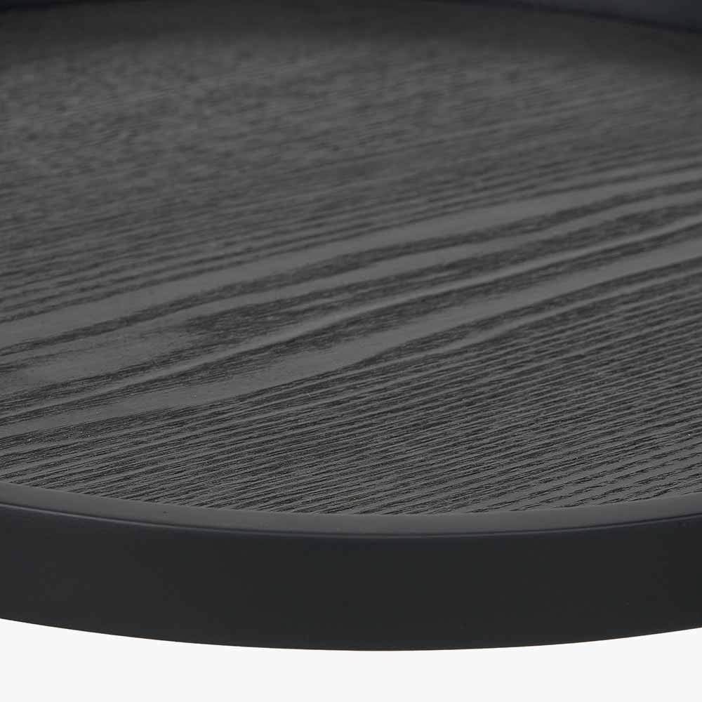 Voss Black Wood Veneer and Black Metal Side Table