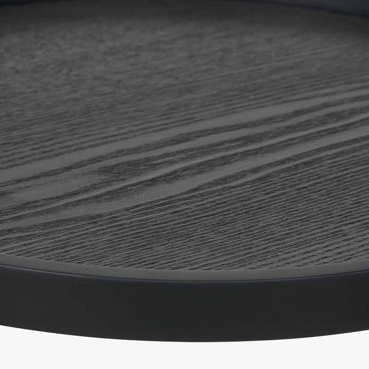 Voss Black Wood Veneer and Black Metal Side Table