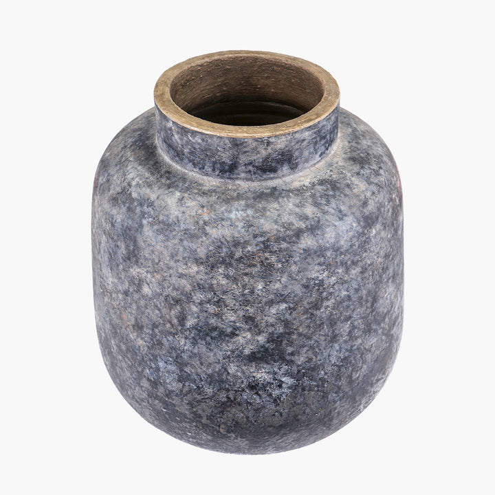 Vulcan Grey Distressed Vintage Effect Stoneware Vase