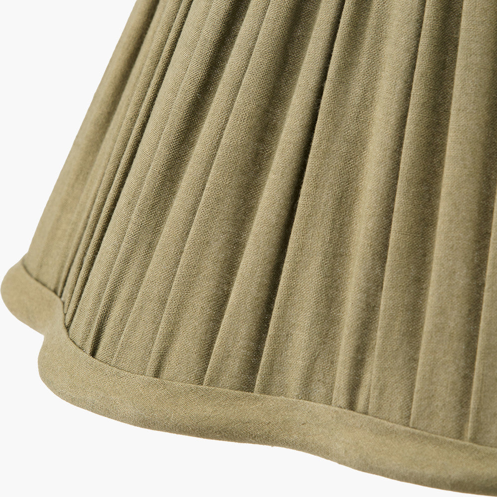 Malia 30cm Olive Green Mushroom Pleat Scalloped Tapered Lamp Shade