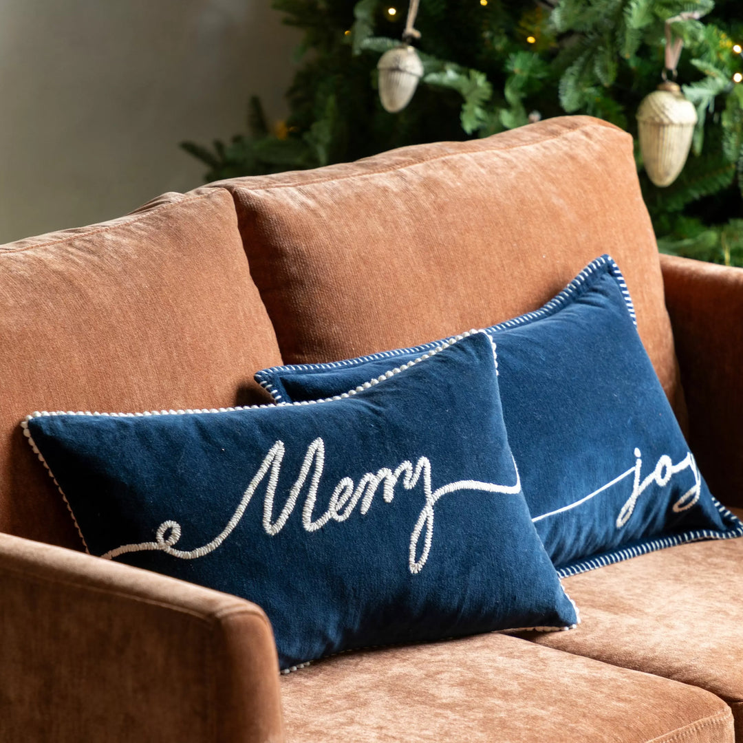 Merry Midnight Joy Navy Cushion