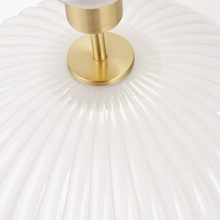 Emilia White Ribbed Glass and Gold Metal Oval Table Lamp Base27cm