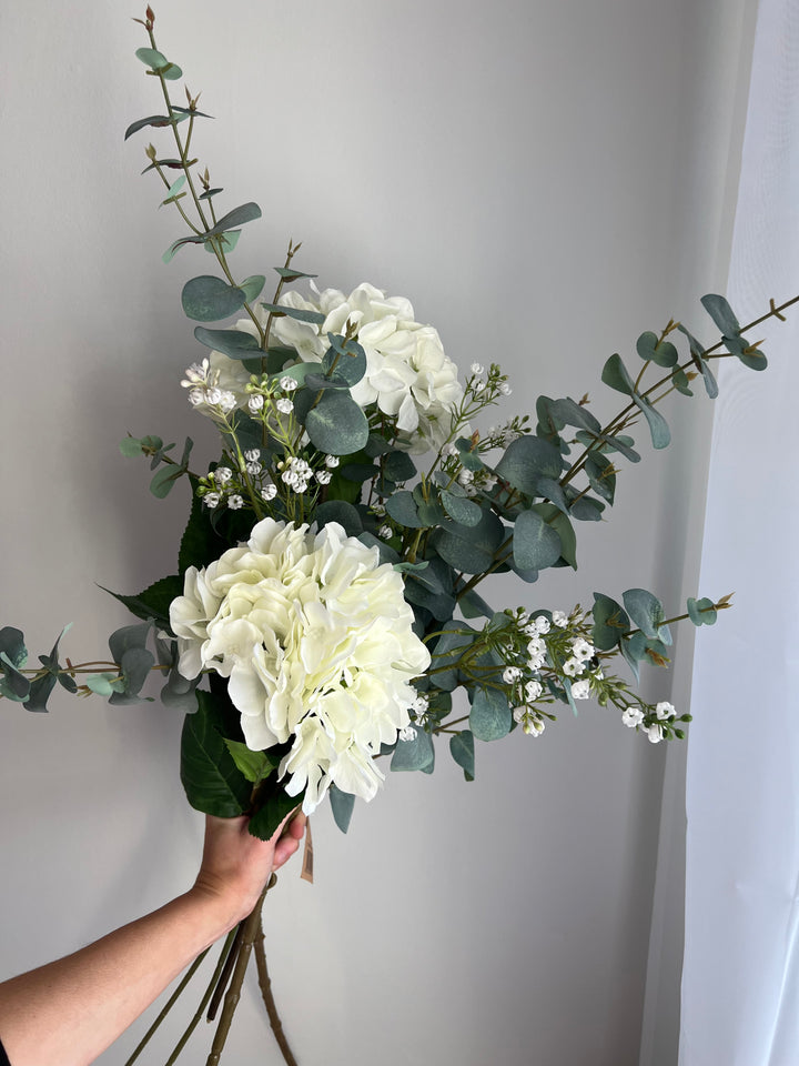 Home Pieces White Hydrangea And Gypsophila Essentials Arrangement