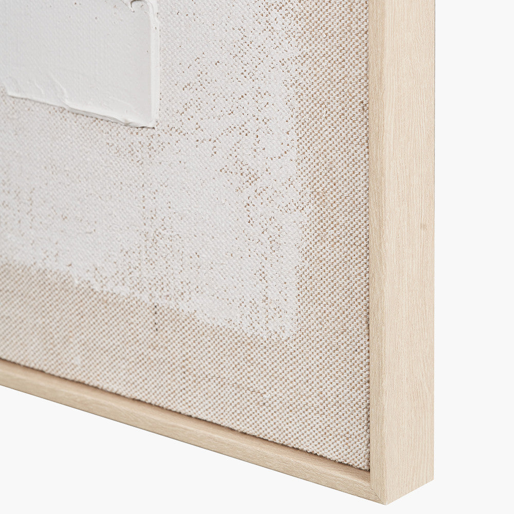 White and Natural Textured Canvas with Natural Frame