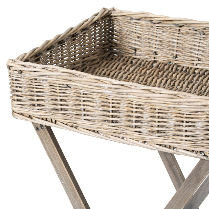 Large Neutral Wash Wicker Basket Butler Tray