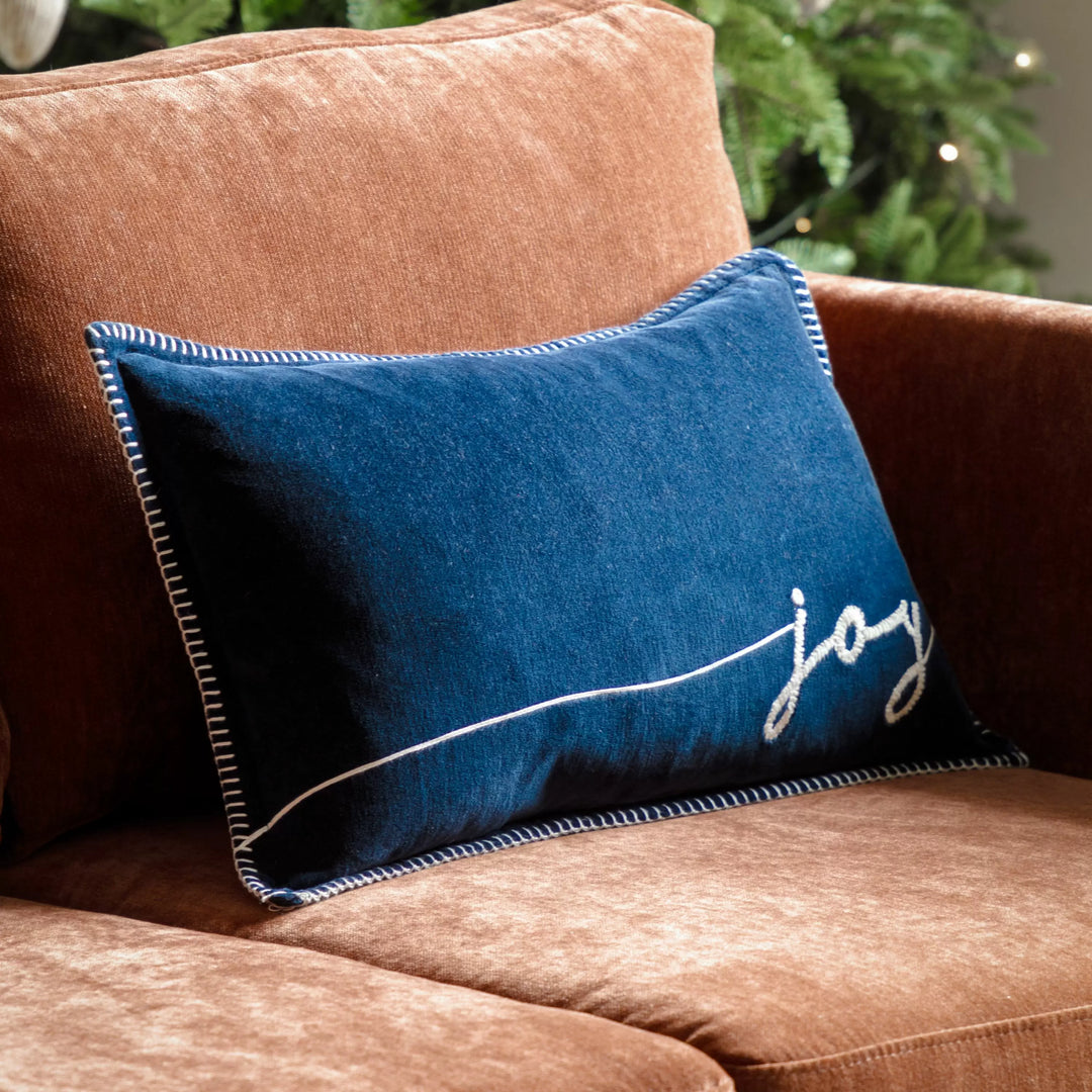 Merry Midnight Joy Navy Cushion