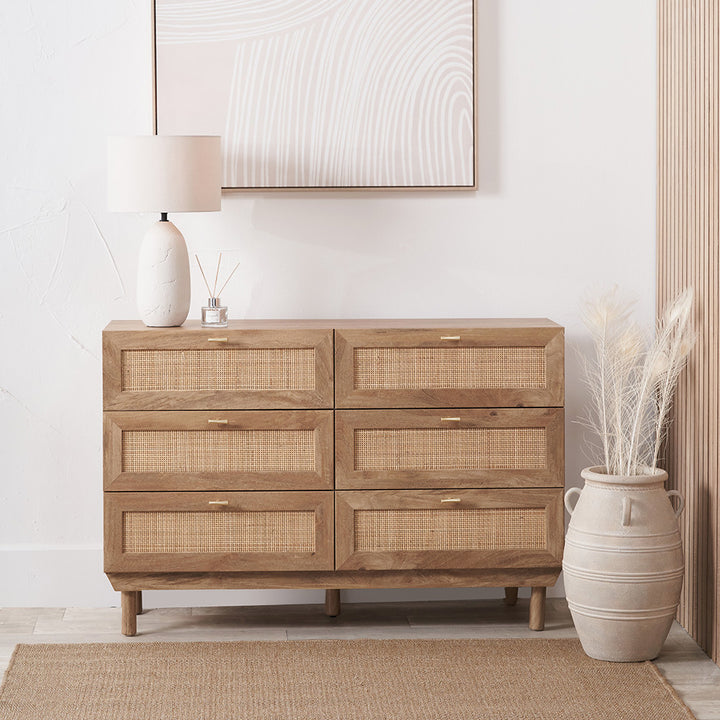 Henrik Natural Rattan 6 Drawer Unit