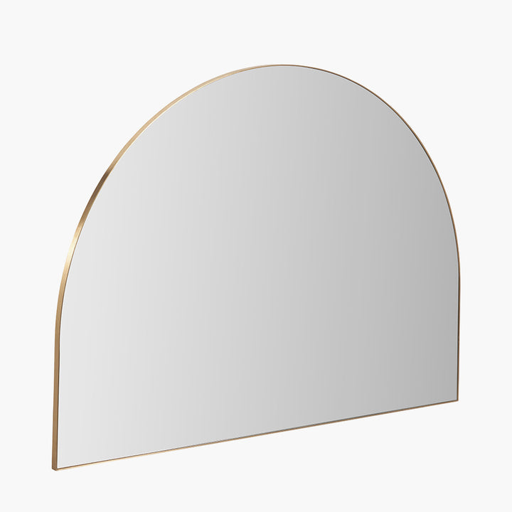 Brushed Gold Metal Slim Frame Wide Arch Wall Mirror