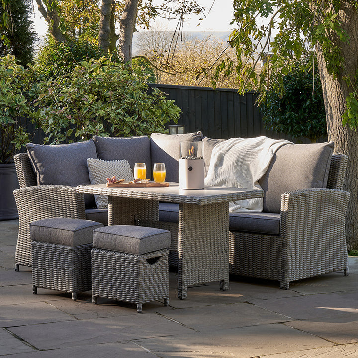 Barbados Slate Grey Outdoor Compact Corner Seating Set with Ceramic Top