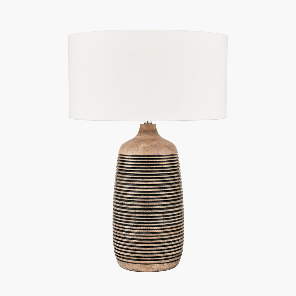 Natural Mango Wood Grooved Table Lamp