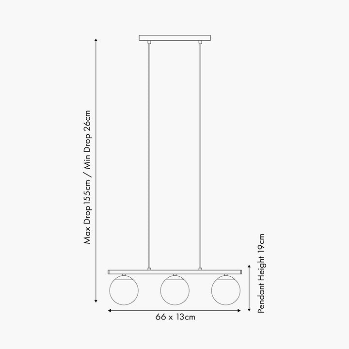 Asterope 3 White Orb and Shiny Chrome Metal Pendant