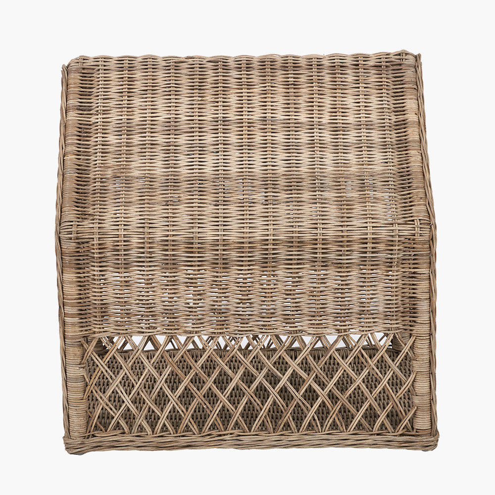 Grey Rattan House Dog Basket