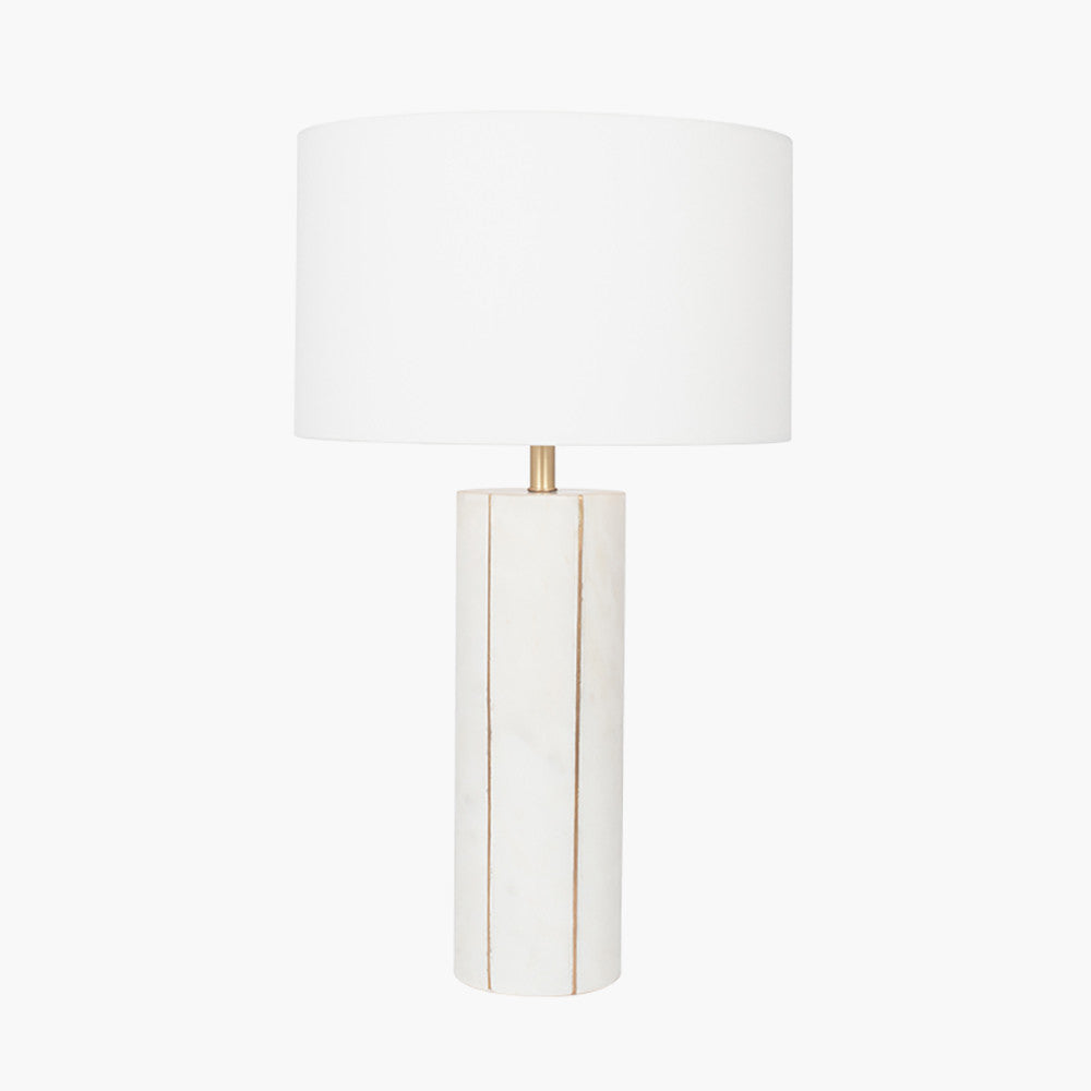 Venetia White Marble and Gold Metal Tall Table Lamp