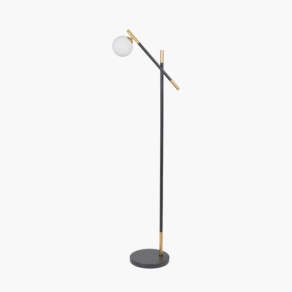 Wanda White Orb and Black Metal Floor Lamp