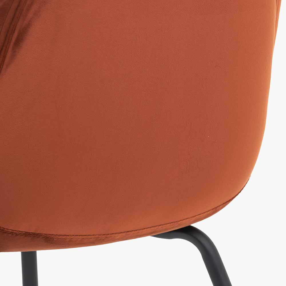 Alba Cinnamon Velvet and Black Metal Dining Chair