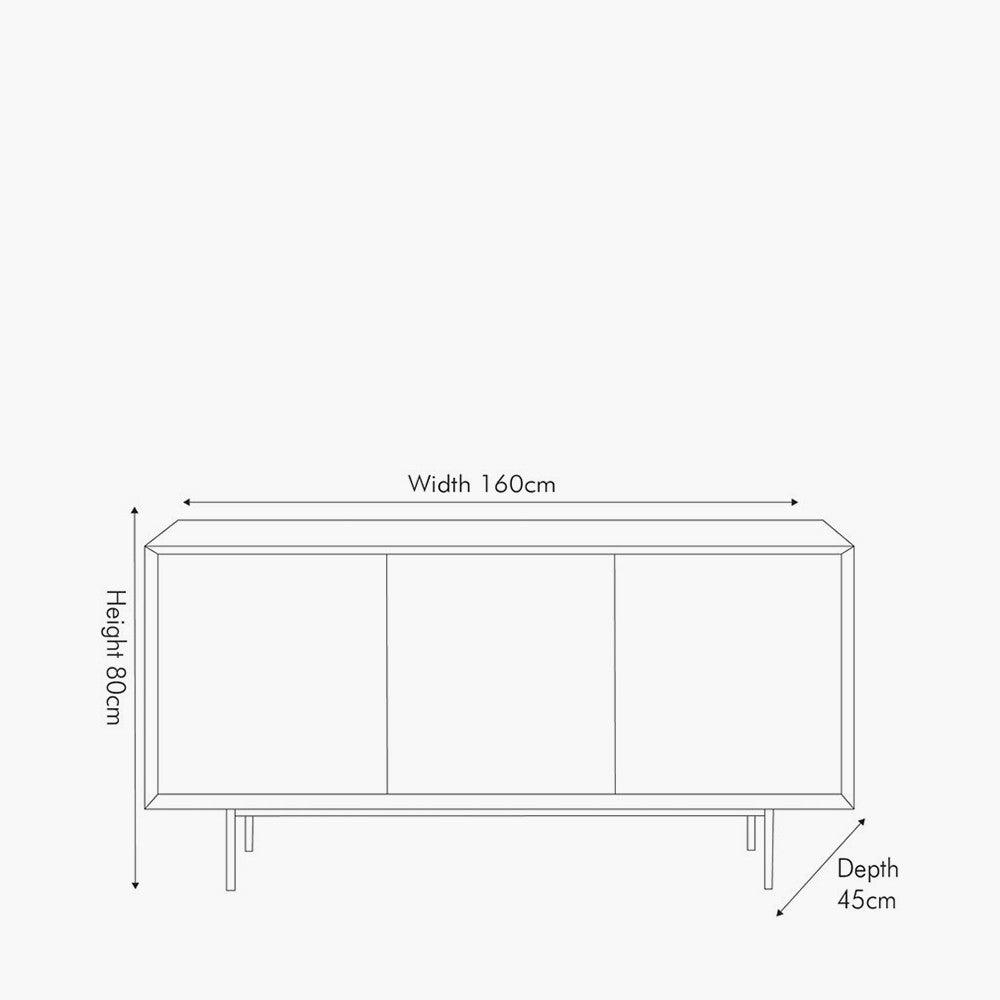 Arte Dark Brown Acacia Wood and Black Metal 3 Door Sideboard