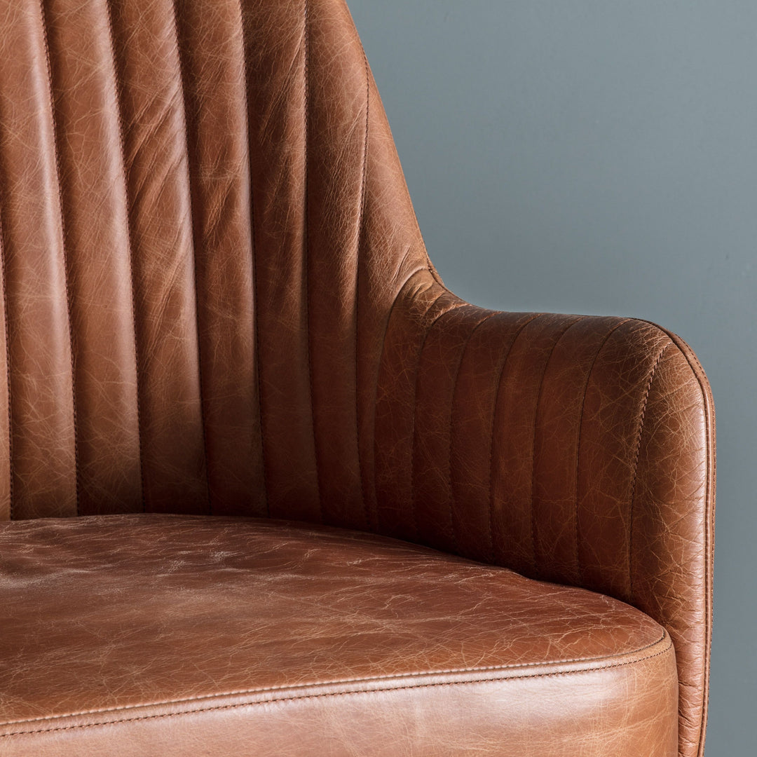 Vintage Leather Swivel Chair | Tan