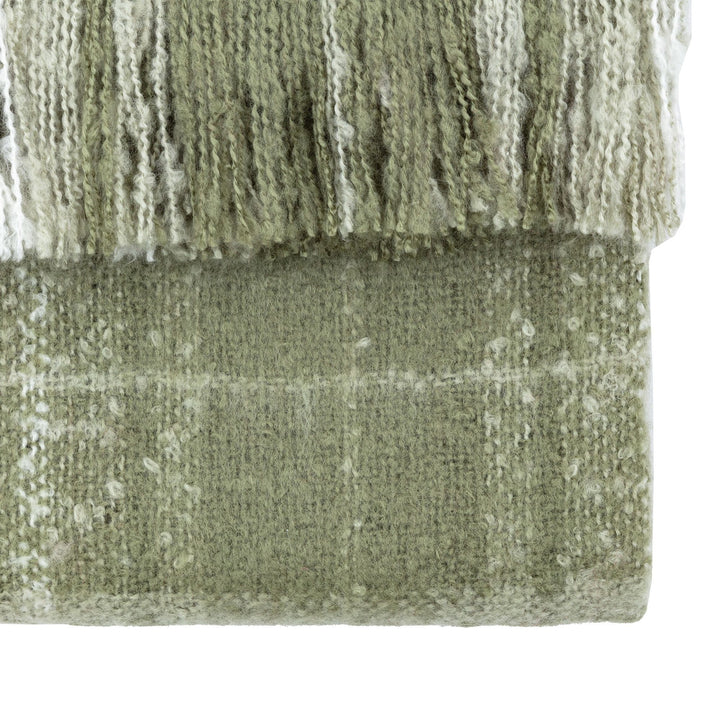 Check Faux Mohair Throw Olive