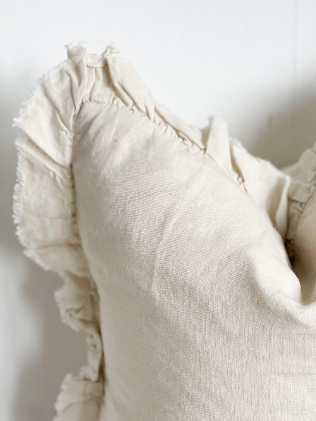 Ruffled Linen 45x45 Cushion Cover Cream