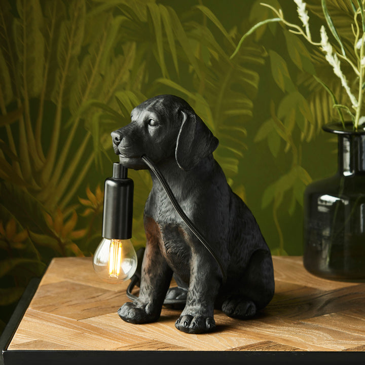 Labrador Puppy Table Lamp | Black