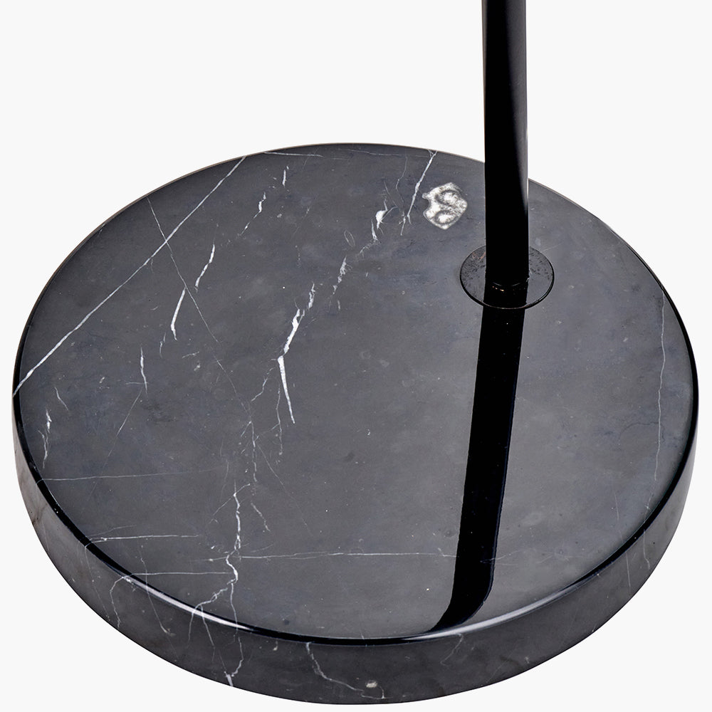 Feliciani Matt Black Metal and Black Marble Floor Lamp