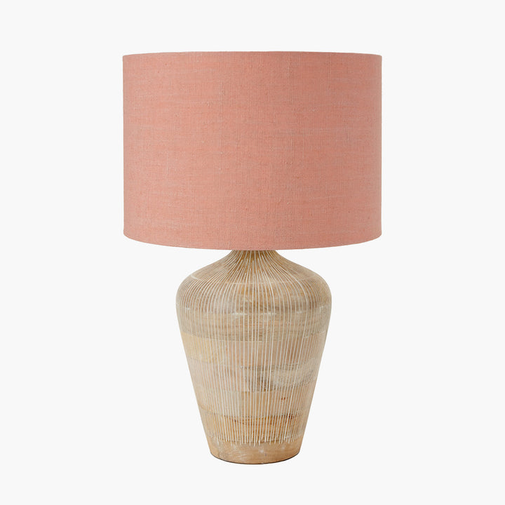 Taika White Wash Textured Wood Table Lamp Base