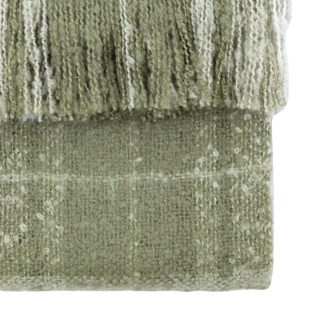 Check Faux Mohair Throw Olive