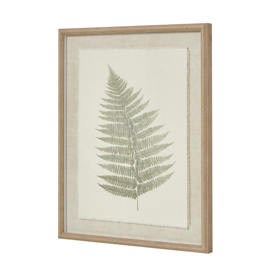 Preserved Fern Art On Texture-Torn Paper With Beaded Frame 50cm