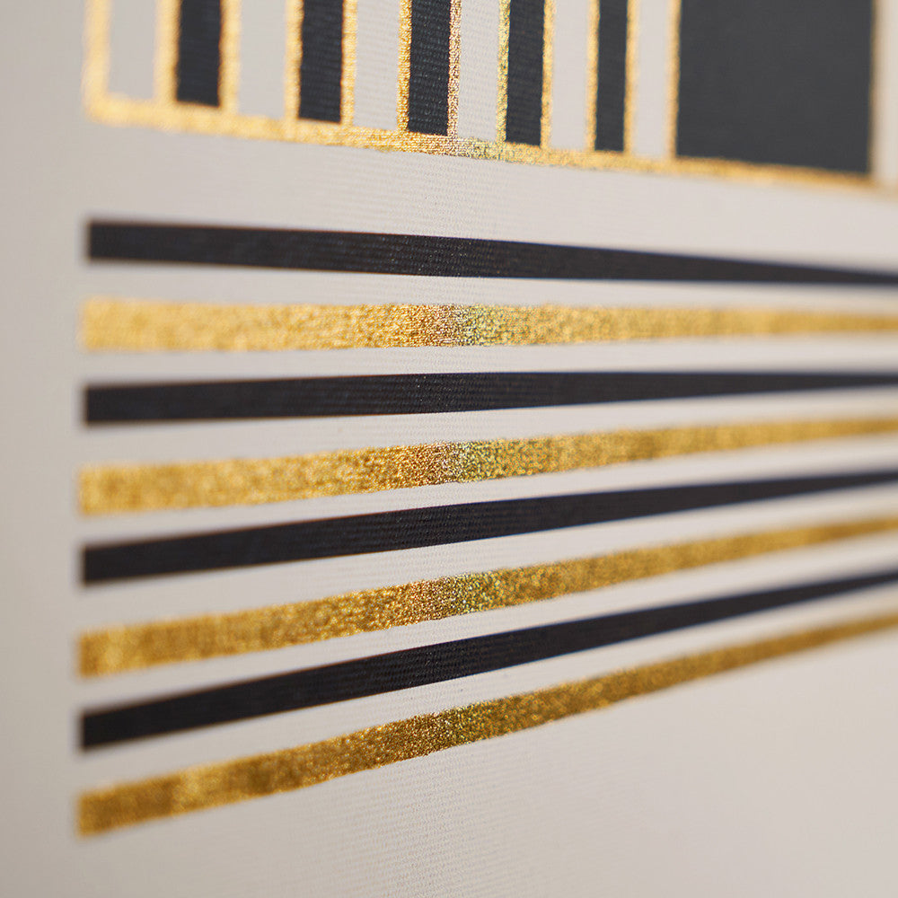 Art Deco Print with Linear Gold Detail and Black Frame