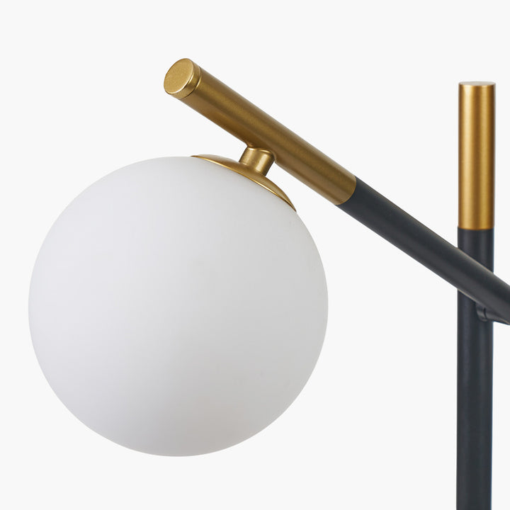 Wanda White Orb and Black Metal Floor Lamp