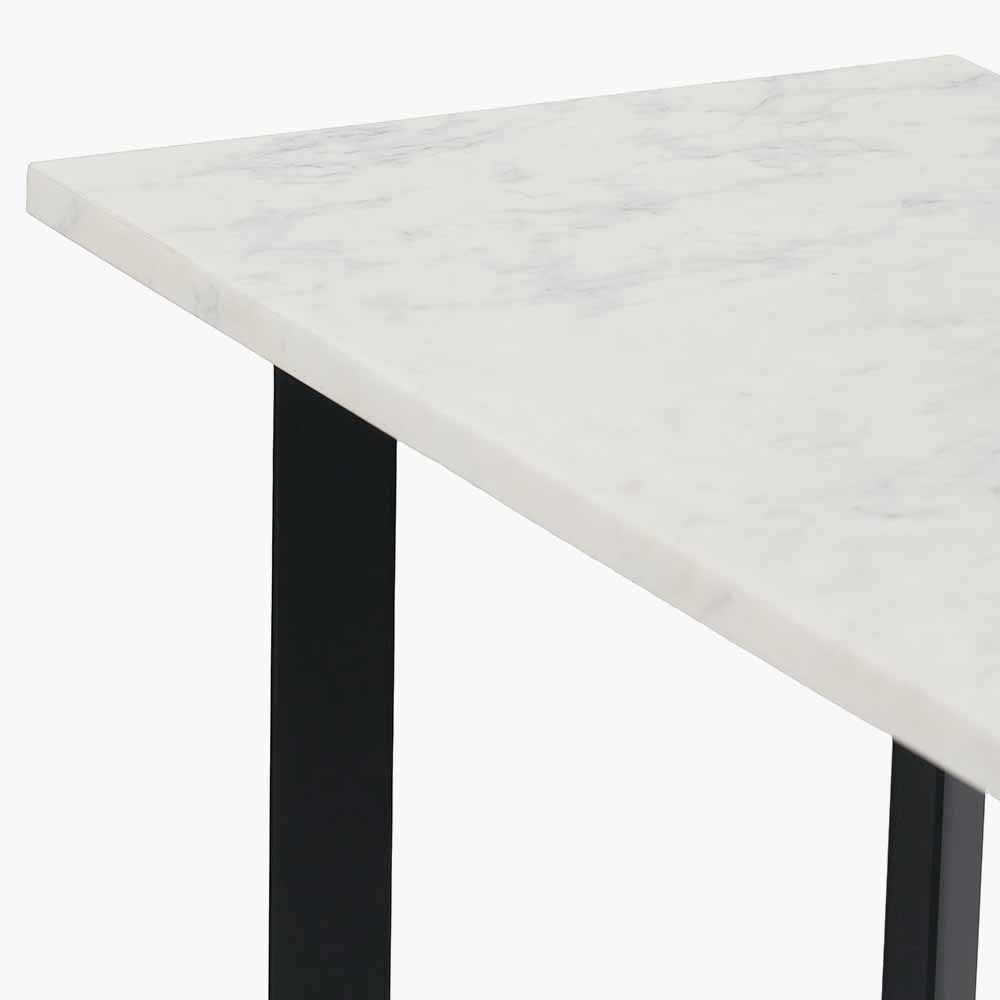 Hendrick White Marble and Black Metal Console Table