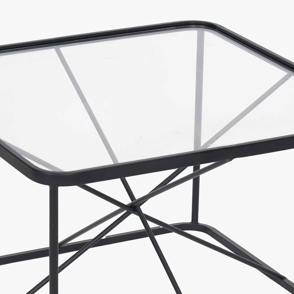 Roxy Glass and Black Metal Coffee Table