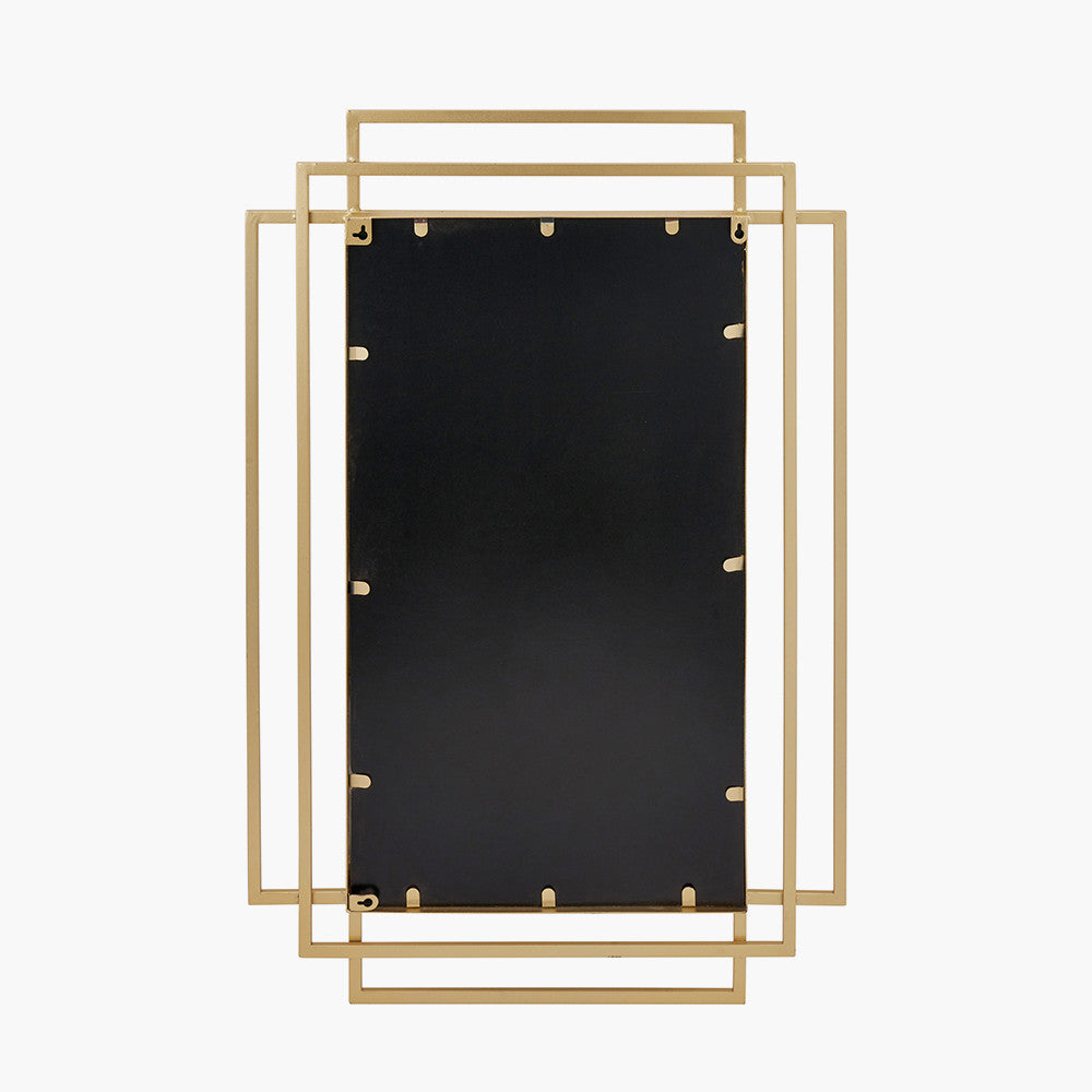 Gold Metal Art Deco Rectangular Wall Mirror