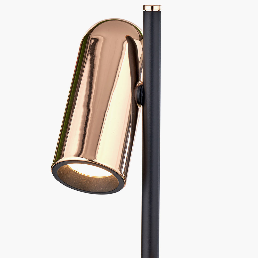 Xena Black and Rose Gold Metal LED Floor Lamp