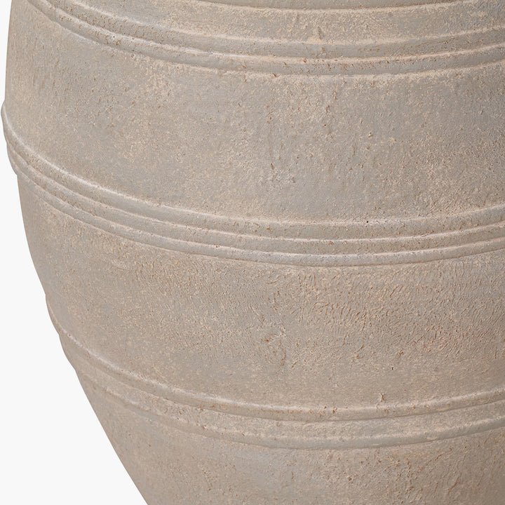 Warm Grey Wash Fibrestone Decorative Vase with Handles Large