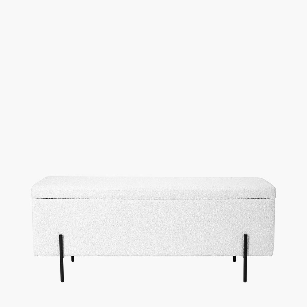 Catania Bouclé Fabric Storage Bench With Black Legs