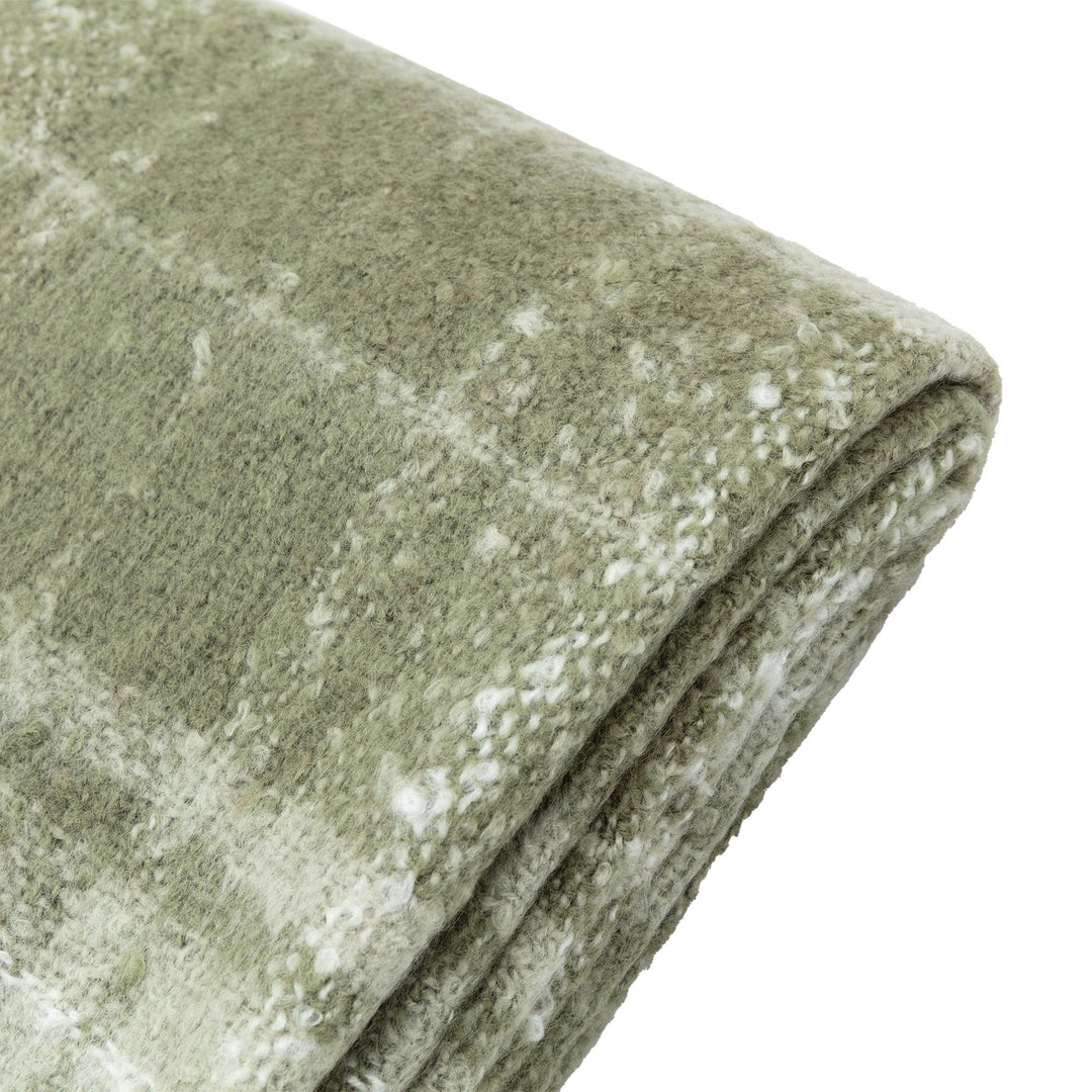 Check Faux Mohair Throw Olive