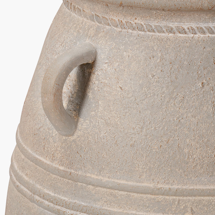 Warm Grey Wash Fibrestone Decorative Vase with Handles Large