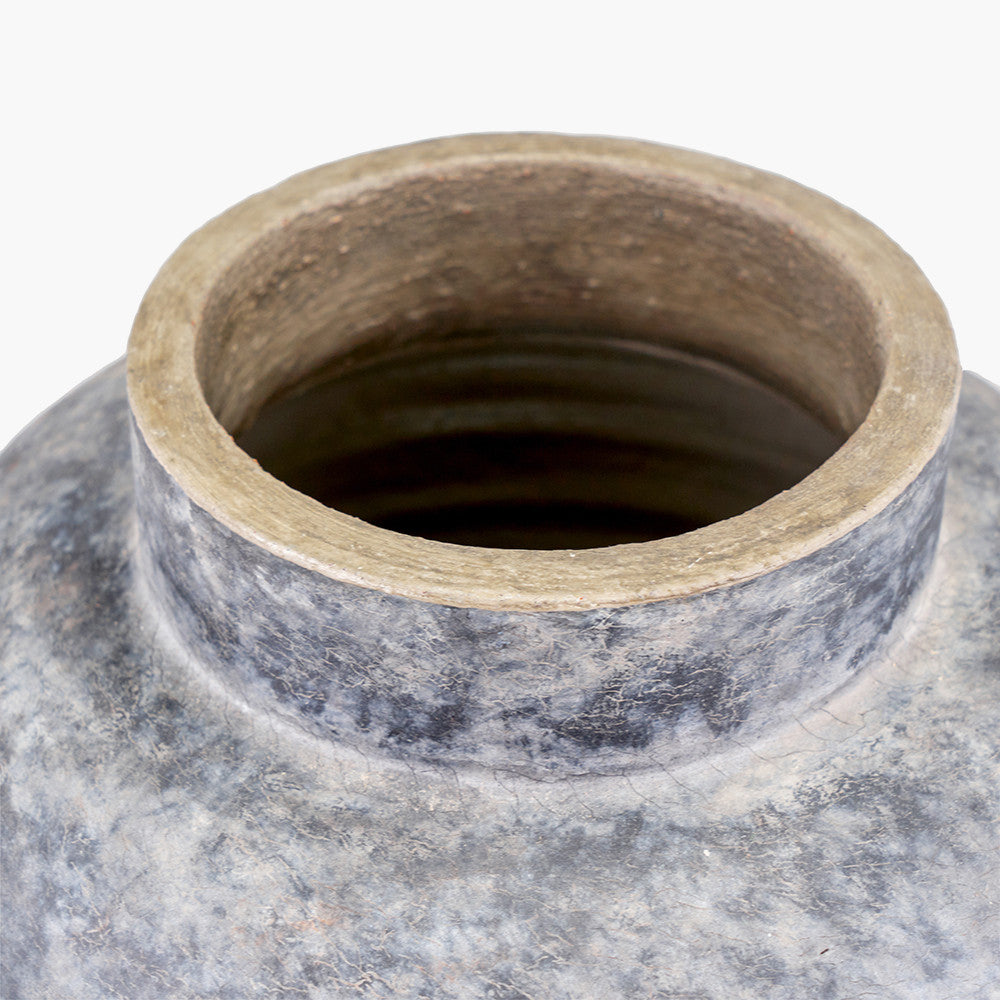 Vulcan Grey Distressed Vintage Effect Stoneware Vase