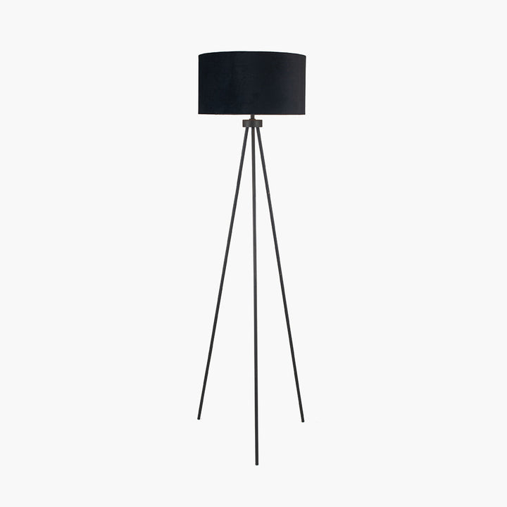 Houston Matt Black Metal Tripod Floor Lamp 159cm