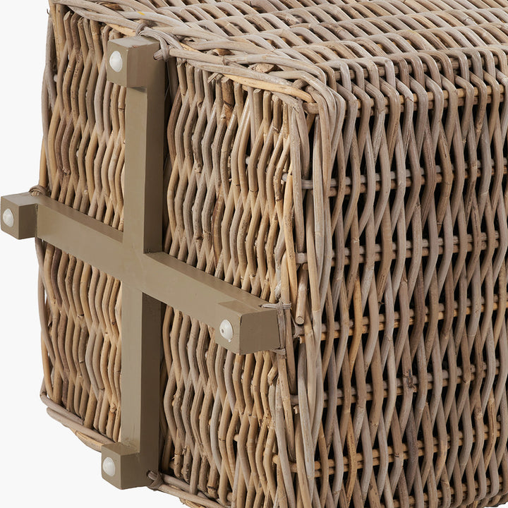 Tobs Set of 3 Indoor Outdoor Grey Kubu Rattan Square Basket Planters with Handles