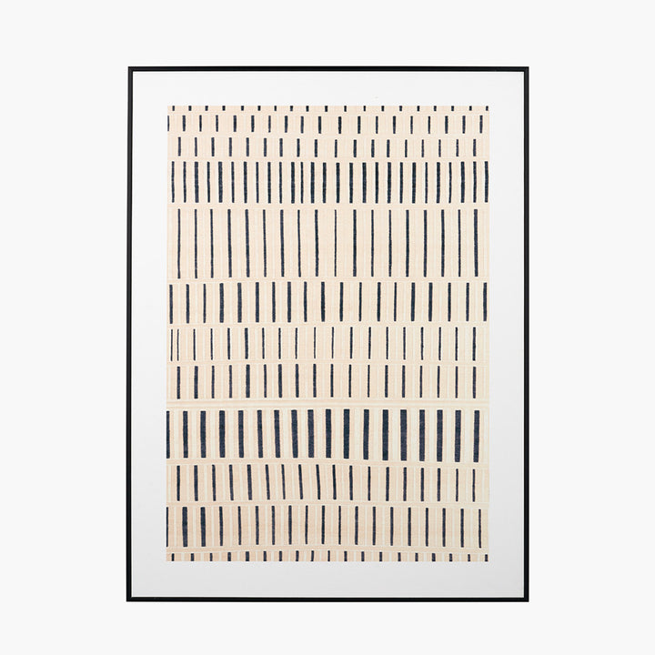 Natural Canvas with Black Stripe Pattern and Black Frame