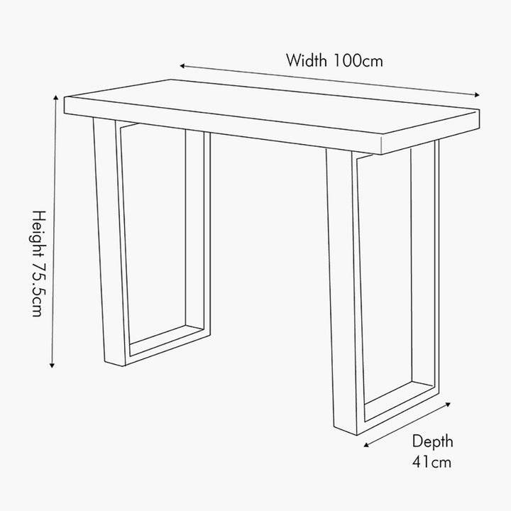 Mashu Matt Black Mango Wood and Black Metal Console Table