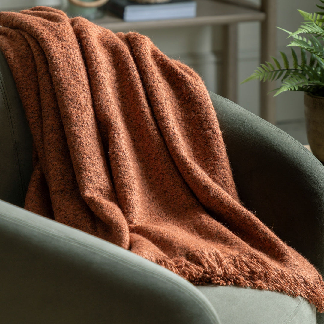 Melange Acrylic Throw| Rust