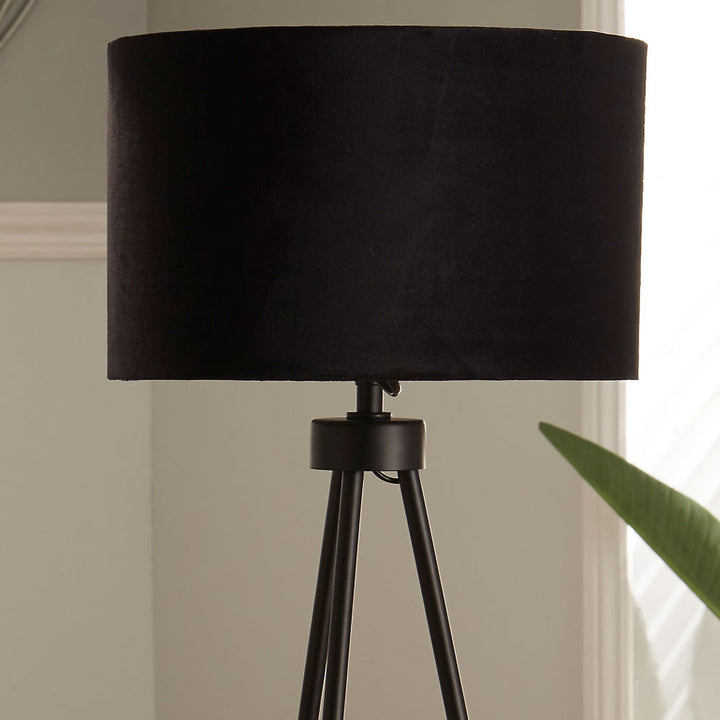 Houston Matt Black Metal Tripod Floor Lamp 159cm