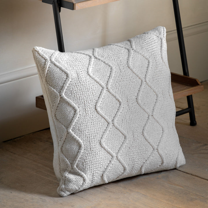 Chenille Chunky Cable Knit Cushion | Cream