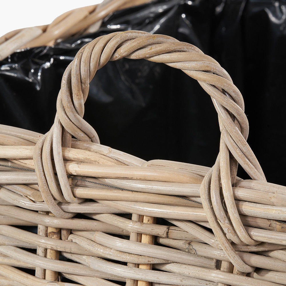 Tobs Set of 3 Indoor Outdoor Grey Kubu Rattan Square Basket Planters with Handles