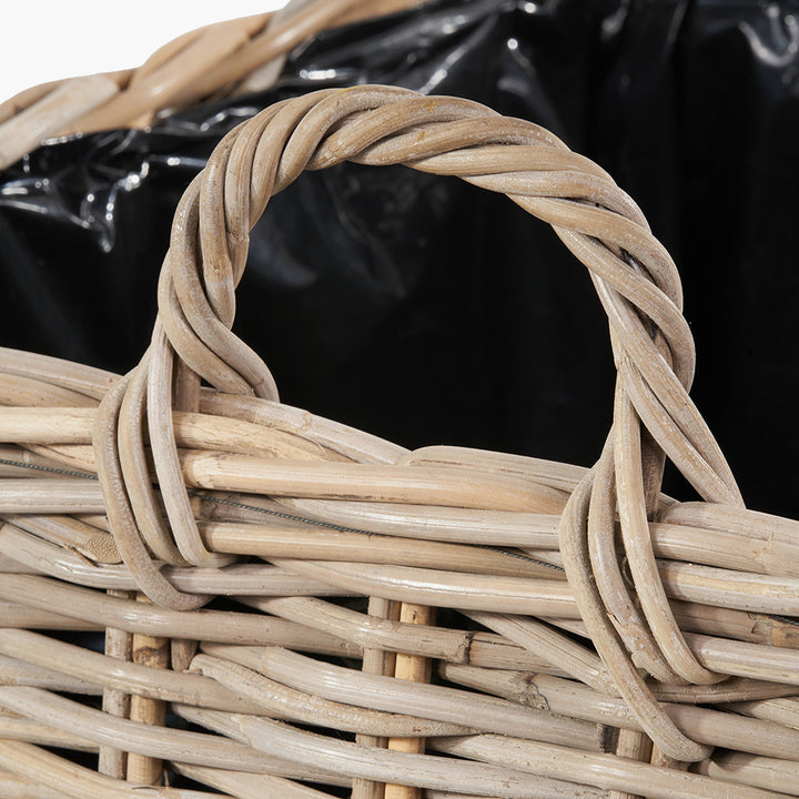Tobs Set of 3 Indoor Outdoor Grey Kubu Rattan Square Basket Planters with Handles