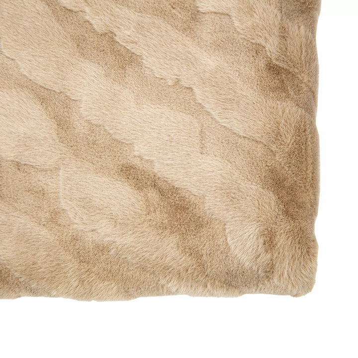 Chevron Rabbit Fur Throw Mink